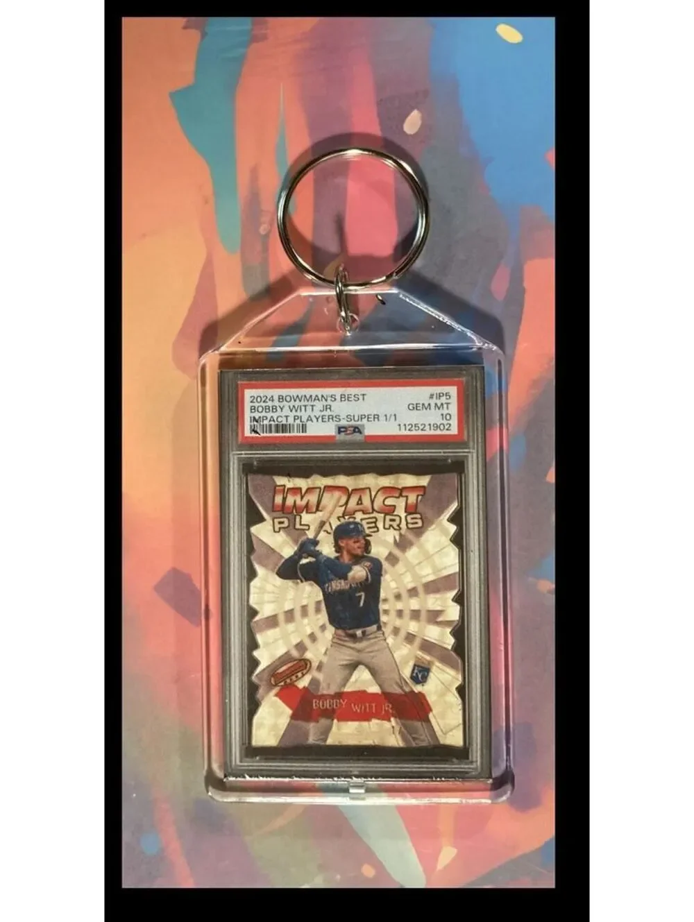 3037 Bobby Witt Jr 2024 Bowman's Best Impact SuperFractor Keychain